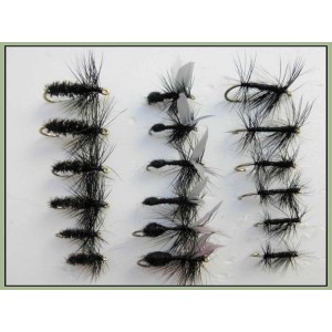 18 Dry Flies  - Ant, Black & Peacock and Knotted