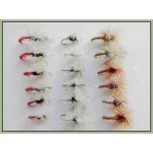 18 Barbless klinkhammers, Red White and beige