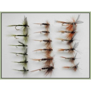 18 Dry Flies  - Hares Ear,Pheasant Tail and Olive Dun