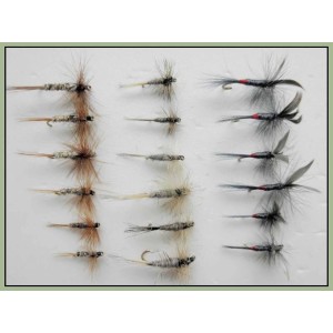 18 Dry Flies  - Grey Duster, Kites Imp and iron Blue