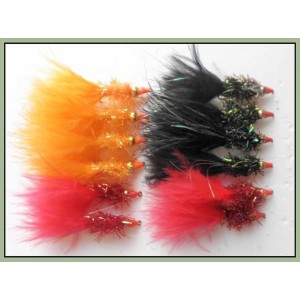 12 Goldhead Nomad -black (green & red nosed), orange, red