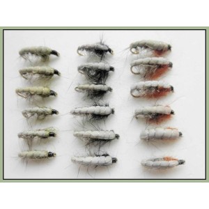 18 Czech Nymph Flies in Olive,Black and Brown