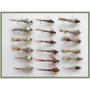 18 Barbless Hares Ear & Flash and Standard Pheasant Tail Nymph