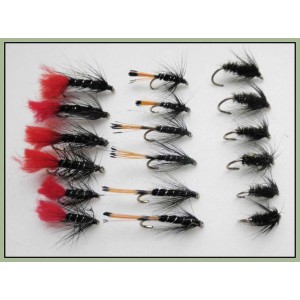 18 Wets - Black Pennell,Zulu and Black & Peacock