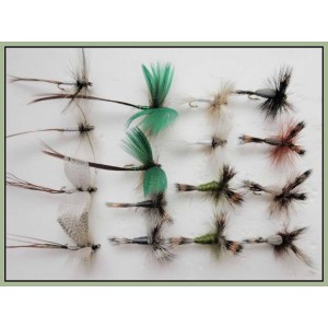 16  Mayflies, - Spent/Green/Grey Drakes, Wulff, Humpys