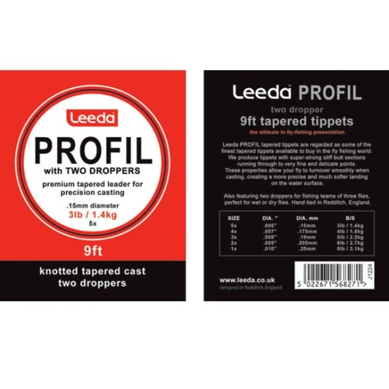 Profil Wet Fly cast, TWO DROPPERS - tapered leaders