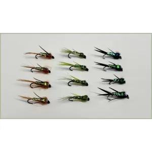 12 BARBLESS Nymph, Evil Weevil - Natural,Olive,Black
