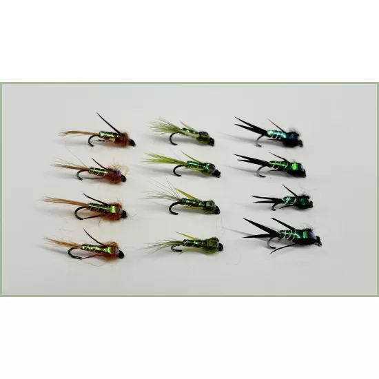 12 BARBLESS Nymph, Evil Weevil - Natural,Olive,Black
