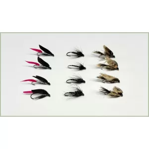 12 BARBLESS Wet Flies - Butcher, Black Magic, March Brown