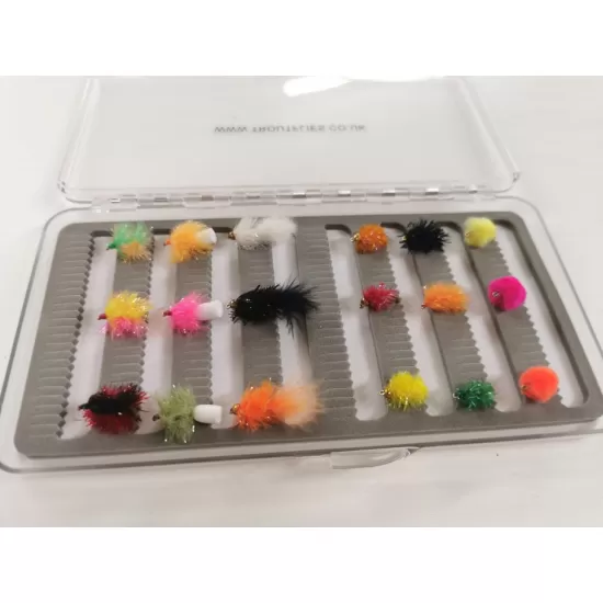18 Egg and Blob Flies Slimline Box Set slot foam