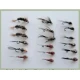 18 Barbless Goldhead Jig Flies - Black pearl, Brown pearl, Hares ear, Red