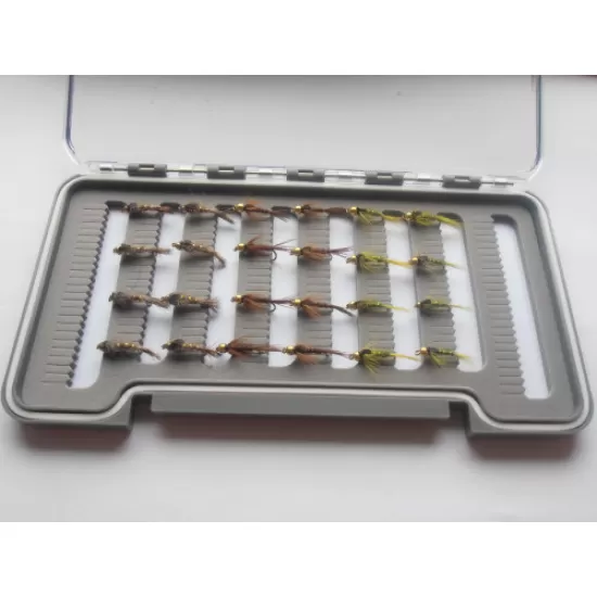 24 BARBLESS Goldhead Hares Ear, Pheasant Tail and Olive  - Boxed Set