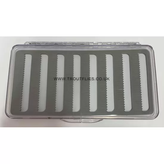Slimline Fly Box - Slot Foam  - Clear lid box 