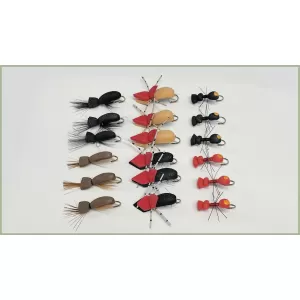 18 Dry Flies - Beetles and Foam Ants inc Hi Viz, Ants and Standard