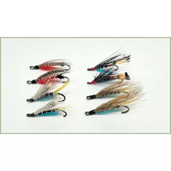 8 Salmon Singles - Scarlet Diver, Blue Charm, Black Doctor and Hairy Mary