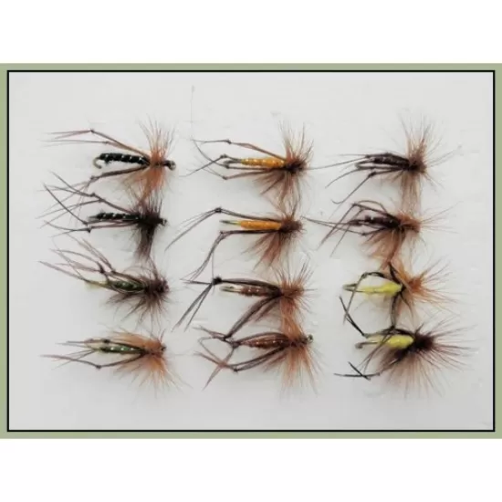 12 Barbless Standard Hopper Flies - All colours