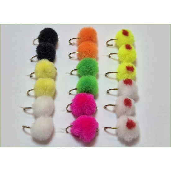 18 Barbless Egg Flies, standard and Spot