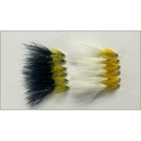 12 BARBLESS Goldhead Dancers - Black and White/Yellow