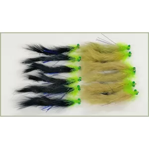 12 Barbless Eyed Snake Zonkers , Mixed Colours