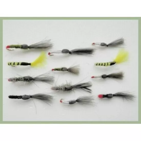 12 Shuttlecock Flies - Mixed (Full Range) including tiger
