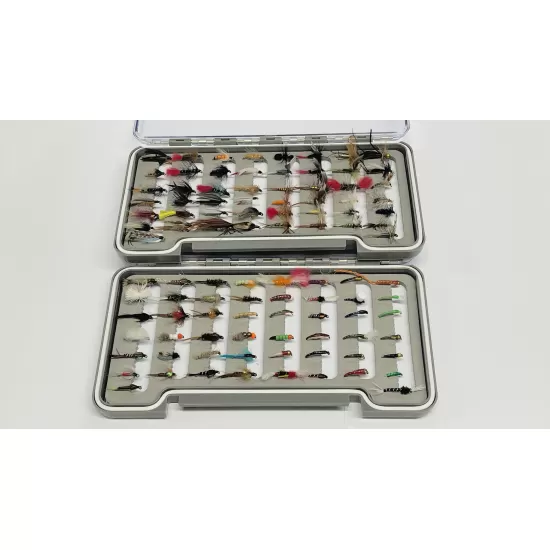 100 Barbless Flies presented in 2 Boxes