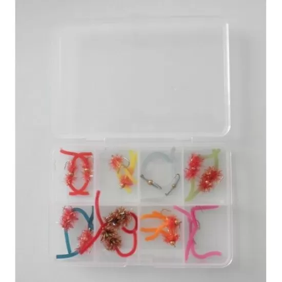 16 Worm  Flies, Compartment Pocket Box
