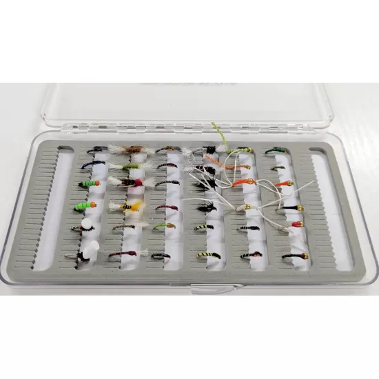 36 Buzzer Flies Slimline Box Set - Slot Foam Clear lid box