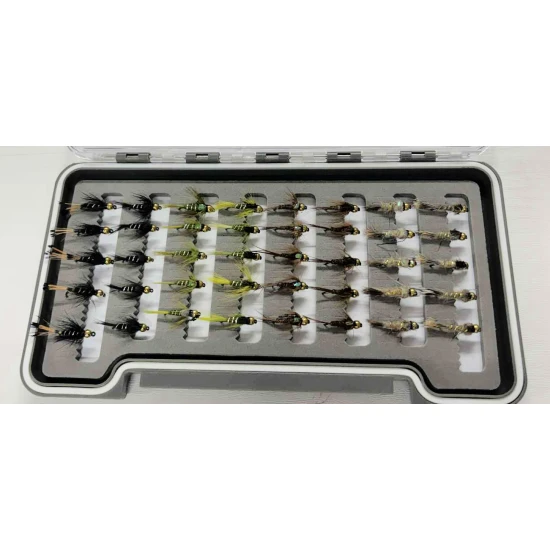 40 Boxed Barbless Goldhead Nymph - Hares Ear, Pheasant Tail, Olive and Black