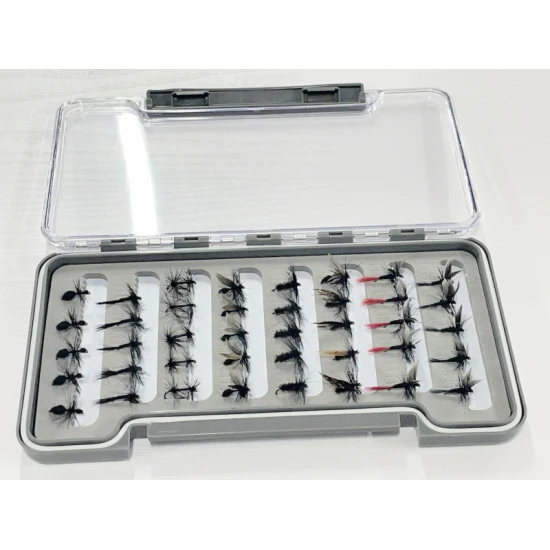 40 Barbless Black Dry Flies