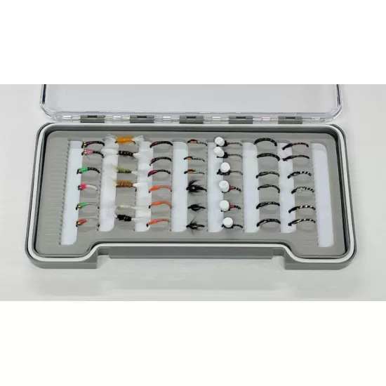 42 Barbless Buzzers- Goldhead and Unweighted Box Set named patterns