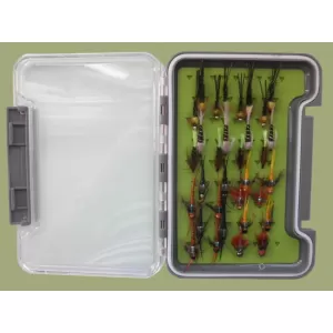 32 Stone Flies in a Troutflies MEDIUM Silicone Insert Box - Named flies