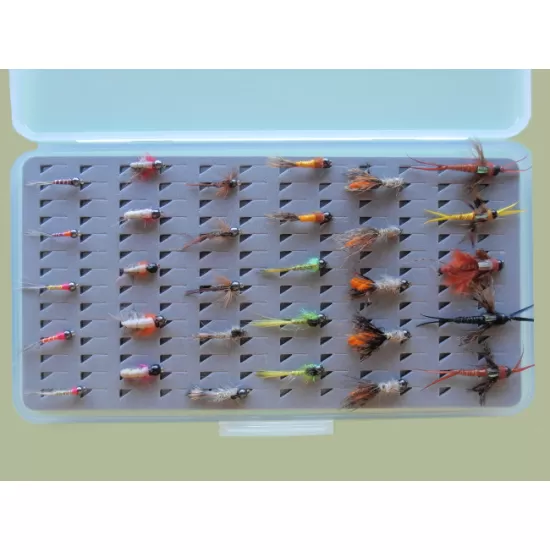 30 Tungsten Nymph Flies in a Slimline box -  Slot Foam