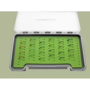 32 Buzzers in a Troutflies green MEDIUM Silicone Box - Named flies