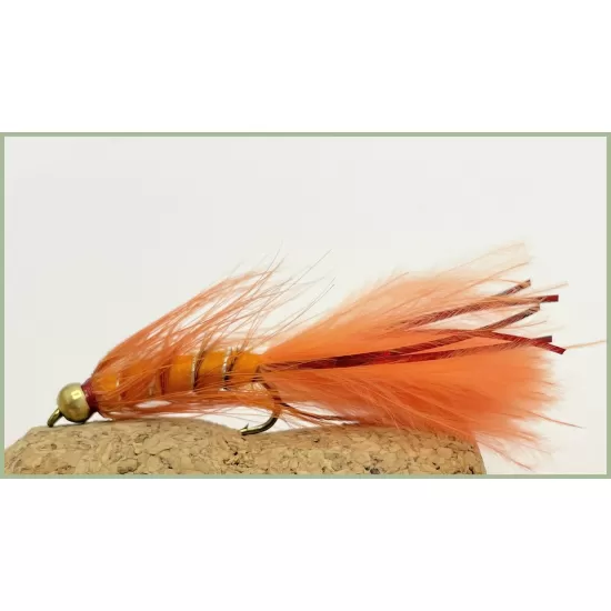 12 Goldhead Flash Damsels. Orange, Black & Olive