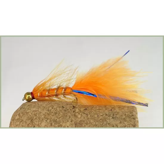 Barbless Goldhead Orange Blue Flash Damsel