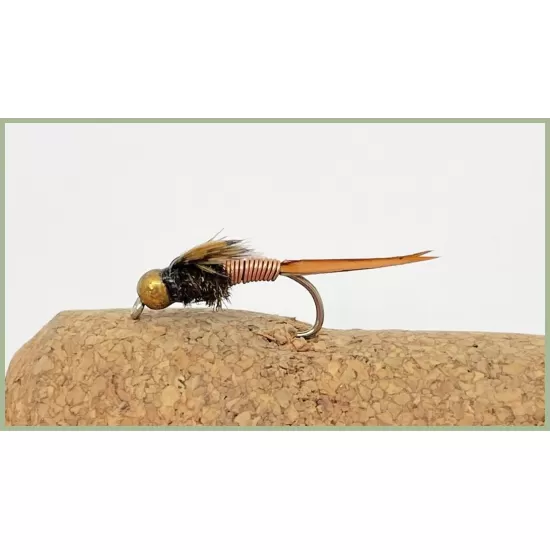 18 Barbless Goldhead Nymph  Flies -  Hares Ear, Copper John,Pheas Tail