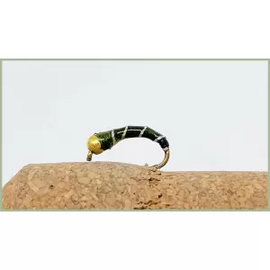 Goldhead Olive Zebra Midge