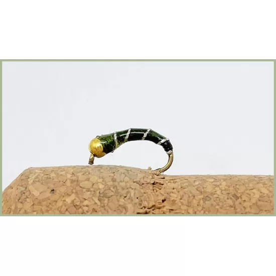 18 Goldhead Zebra Midge - Black, Olive, Red