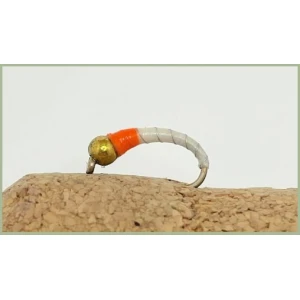 Barbless Goldhead White/Orange Okey Dokey