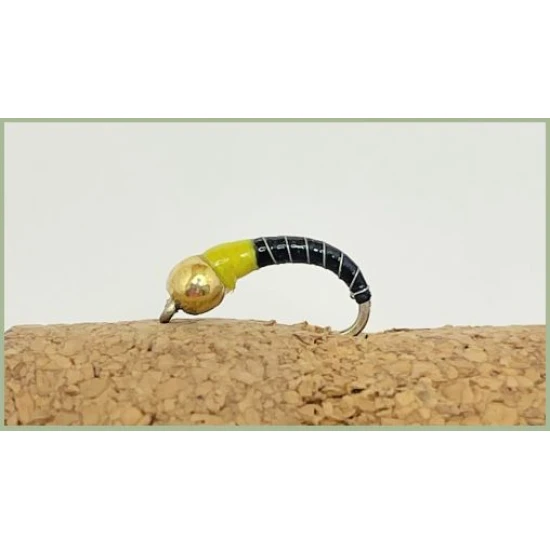 Barbless Goldhead Black/Yellow Okey Dokey