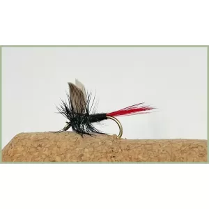 12 Barbless Dry Flies - Black Gnat, Black &  Peacock & Red Tailed Gnat