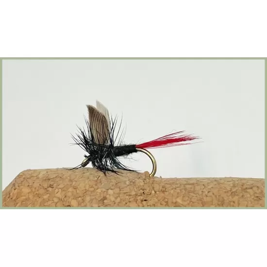 12 Dry Flies - Black Spider,Black Red Gnat, Soldier Palmer