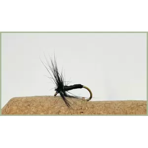 12 Barbless Dry Flies - Black Spider and Knotted Midge