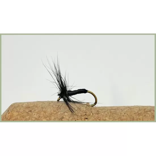 12 Dry Flies - Black Spider,Black Red Gnat, Soldier Palmer