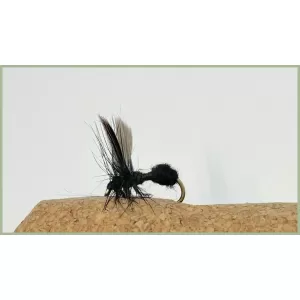 12 Barbless Dry Flies - Black Ant,Black Gnat & Spider
