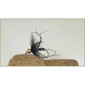 12 Barbless Goldhead Daddy long legs, Black, Standard, detached