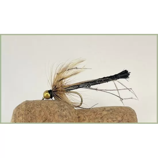12 Barbless Goldhead Daddy long legs, Black, Standard, detached