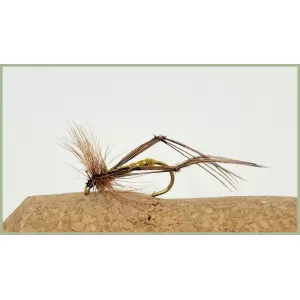 12 Standard Hopper Flies - black, brown, olive, orange, yellow and Claret