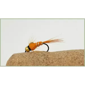 Barbless Goldhead Silver Ribbed - Orange