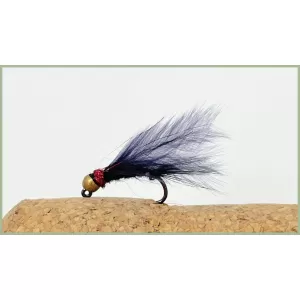 Barbless Black Red Holo Jig